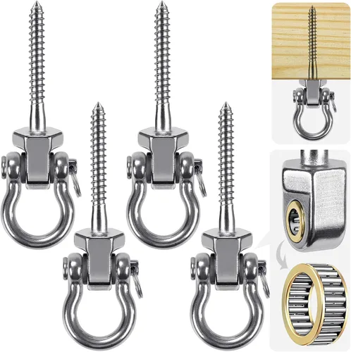 Vista 15 de SELEWARE Perchas de acero inoxidable resistentes con rodamientos (juego de 2), pernos oscilantes M10 x 9 pulgadas, capacidad de 1800 libras