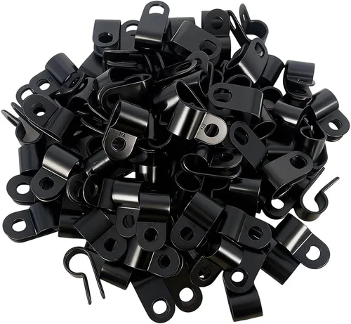 Vista 9 de 100 Uds Abrazadera De Cable 1/2 "R-Tipo Clip De Cable Abrazadera De Alambre Clips De Sujetadores De Cable De Nylon Para La Gestión De Cables - Negro