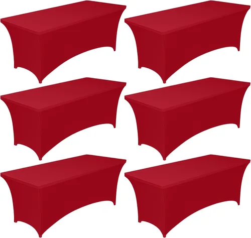 Vista 8 de Pureegg Mantel de Spandex de 6 pies - Paquete de 6, Cubierta de Mesa Ajustada y Elástica para Mesas Rectangulares, Tela Resistente a las Arrugas