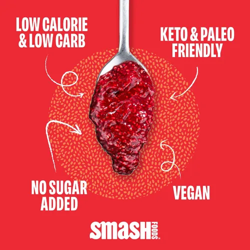Vista 4 de Smash Foods Jam, Variety Adventure paquete de 3 Sin azúcar añadido, gelatina naturalmente dulce Apto para dieta cetogénica, baja en calorías