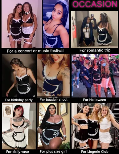 Vista 3 de Avidlove Disfraz de sirvienta sexy para mujer, ropa de dormir con gargantilla S-XXL