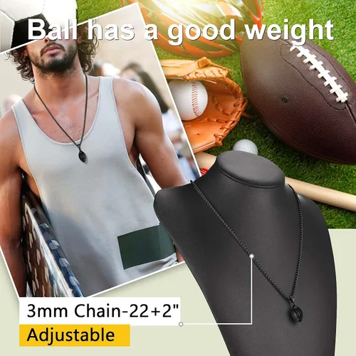 Vista 4 de ChainsPro Collar de bola para hombre, joyería deportiva, regalo de confirmación para amantes del fútbol, fútbol, béisbol, cadena de 22 + 2 pulgadas