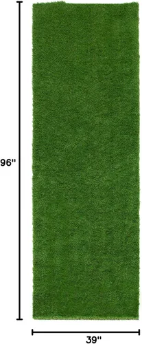 Vista 2 de SAFAVIEH Vista Collection - Alfombra de área de 3 pies 3 pulgadas x 8 pies, verde, hecha a mano, hierba sintética, para interiores y exteriores
