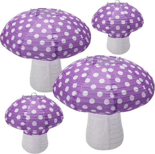 Vista 10 de 4 linternas de papel con forma de hongo, faroles grandes en forma de hongo para guardería, jardín, decoración de fiesta de Navidad, 8 pulgadas, 12
