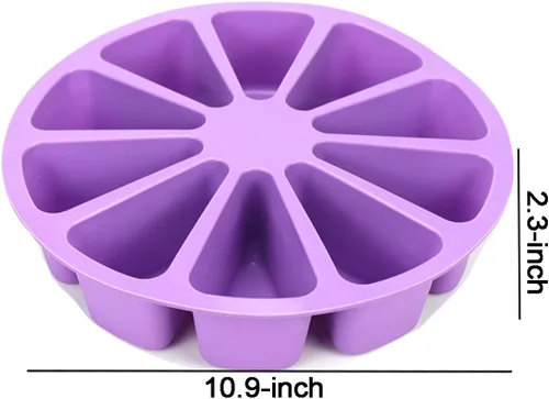 Vista 3 de Moldes de silicona para hornear, molde triangular de 10 cavidades, molde para rebanadas de pizza para pan de maíz, brownies, magdalenas, pudines