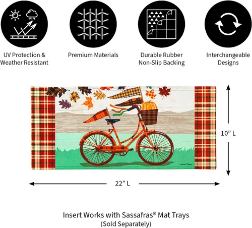 Vista 3 de Evergreen Flag Tapete para interruptor de bicicleta de otoño, tapete de entrada intercambiable para interiores y exteriores, 22 x 10 pulgadas, parte