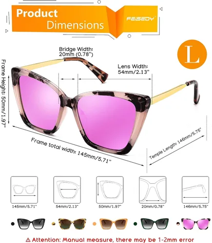 Vista 6 de FEISEDY Gafas de sol polarizadas de moda para mujer, gafas de sol cuadradas retro para mujer con ojo de gato B4134