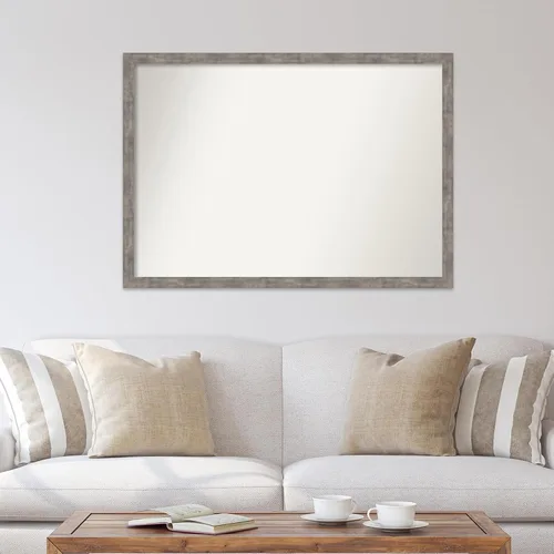 Vista 51 de Amanti Art Silver Bathroom Mirror for Over Sink, 26x35 Custom Made Marred Pewter Rectangle Vanity Mirror, Large Casual Wood Frame, Hangs Horizonally