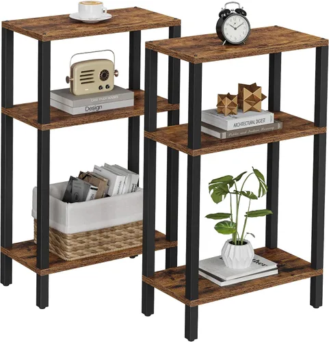 Vista 11 de TUTOTAK Mesa auxiliar pequeña, mesa de extremo estrecho, mesa de sofá delgada, mesita de noche delgada, mesa de sofá, sala de estar, dormitorio Negro