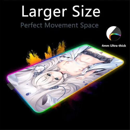 Vista 2 de Mouse Pads Sexy Anime Girl Mouse Pad Gaming Led RGB Deskmat Desk Mat Mousepad Gamer Game Mats Mause Office Pads Pc XXL Desktop 39.37 inch x19.68 inch
