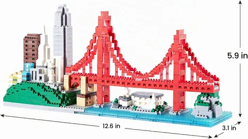 Vista 6 de Golden Gate Bridge - Juego de microbloques de construcción de San Francisco, modelo de arquitectura de la ciudad de San Francisco, exhibición