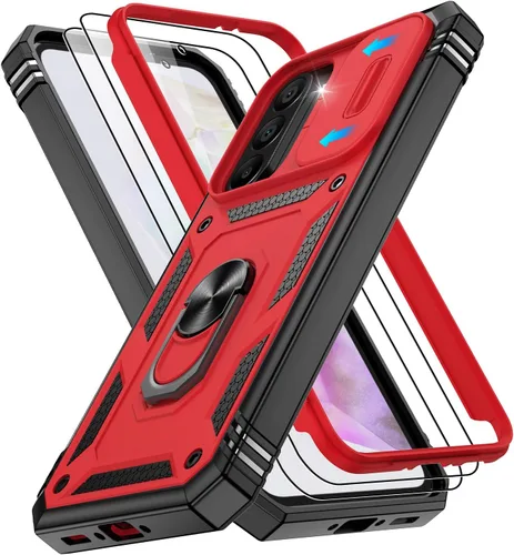 Vista 264 de Gritup Funda para Google Pixel 6 con cubierta deslizante para cámara y protector de pantalla (2 unidades), soporte de anillo giratorio 360°, funda