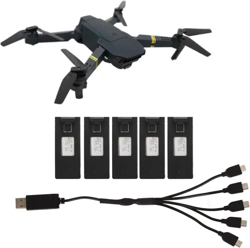 Vista 6 de VINGVO Baterías para drones – Juego de 5 baterías de litio de 3.7 V 1800 mAh, cable de carga, repuesto UAV para E88/E88PRO/E525PRO RC Drone