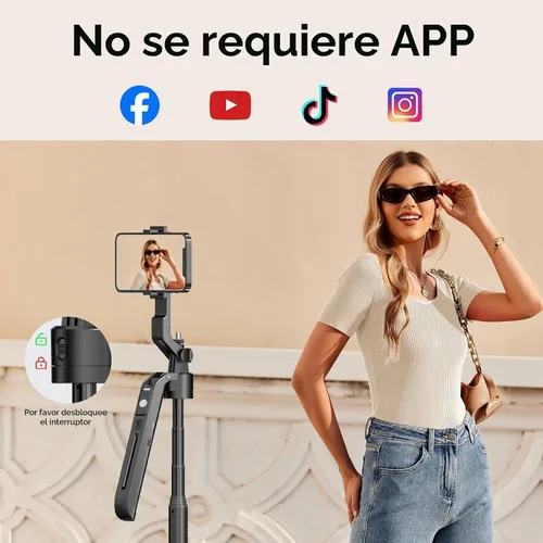 Vista 4 de Trípode para selfie de seguimiento automático de 70.9 pulgadas para iPhone y Android con luces, sin aplicación, trípode de rotación de 360° que