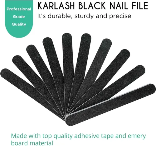 Vista 2 de Karlash 10 Uds profesional de doble cara limas de uñas Emery Board Grit Black Gel cosmético manicura pedicura Lima negra 100/180