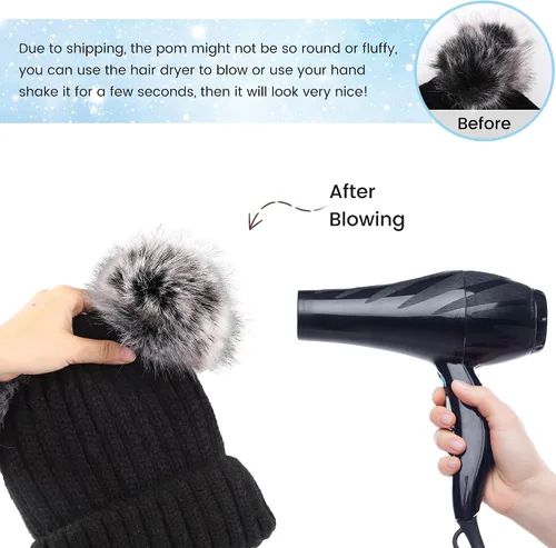 Vista 3 de Arctic Paw - Gorro tejido con orejas de pompón de piel sintética