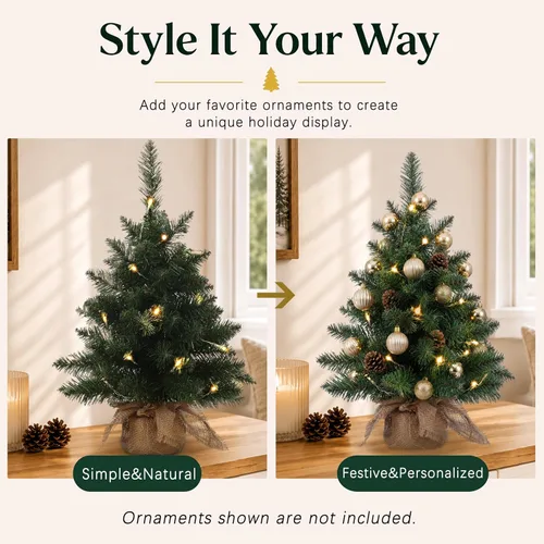 Vista 3 de Mini árbol de Navidad artificial preiluminado de 20 pulgadas