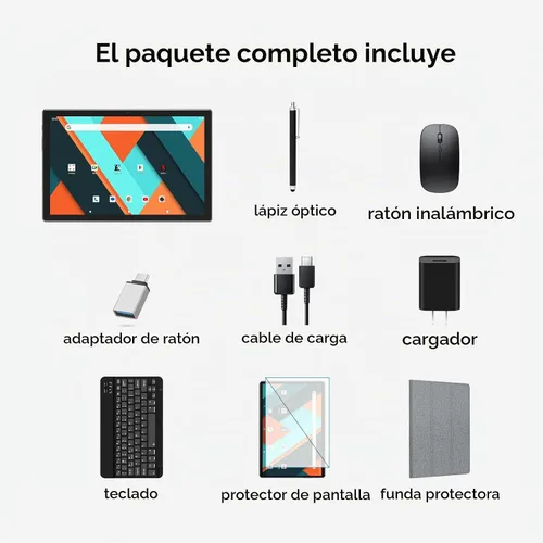 Vista 8 de Tablet, Tablet Android 14 más reciente de 10 pulgadas de 2025, MTK8183 Octa-Core, 16GB 128GB 1TB de expansión, WiFi 2.4/5G, cámara de 21MP, Gemini