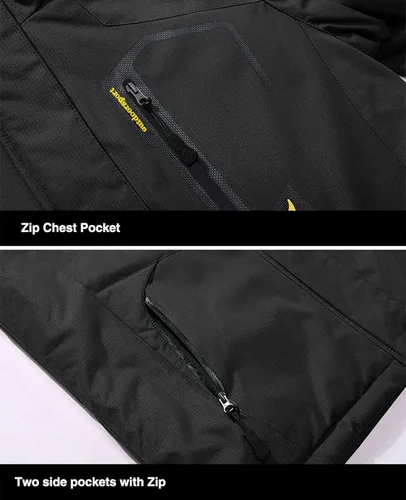 Vista 5 de MAGCOMSEN - Chaqueta de invierno para hombre impermeable abrigada con forro polar y múltiples bolsillos