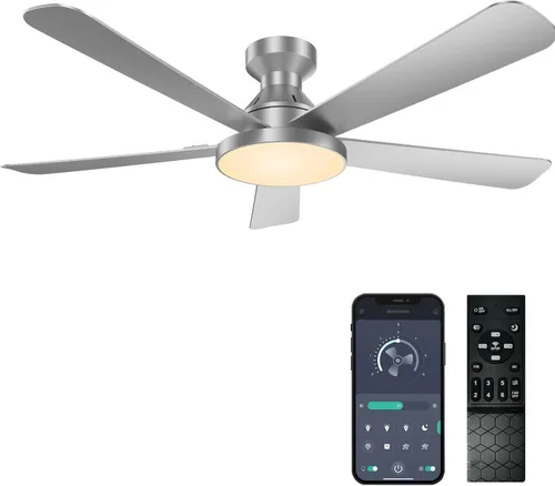 Vista 14 de Ventiladores de techo con luces, ventilador de techo empotrado de perfil Marrón