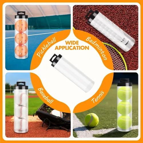 Vista 4 de kowaku Lata de pelota de tenis, tubo de tenis con tapa, contenedor portátil para pelotas de almacenamiento para accesorios de entrenamiento de golf