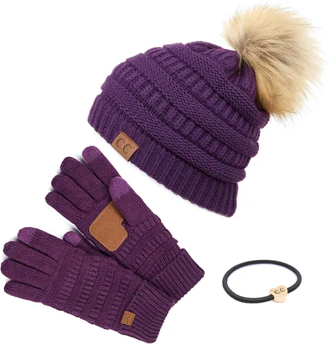 Vista 81 de Gorro unisex liso con pompón y ribete (HAT-43) de C.C Hatsandscarf Exclusives Marfil