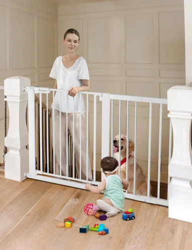 Vista 17 de COMOMY - Puerta de bebé de 76 cm de alto para escaleras y umbrales, se ajusta a aberturas de 75 cm a 103 cm de ancho, puerta para perros de cierre