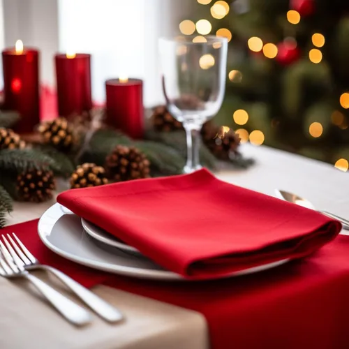 Vista 5 de COTTON CRAFT Servilletas rojas de Navidad, paquete de 12 servilletas de Rojo navideño