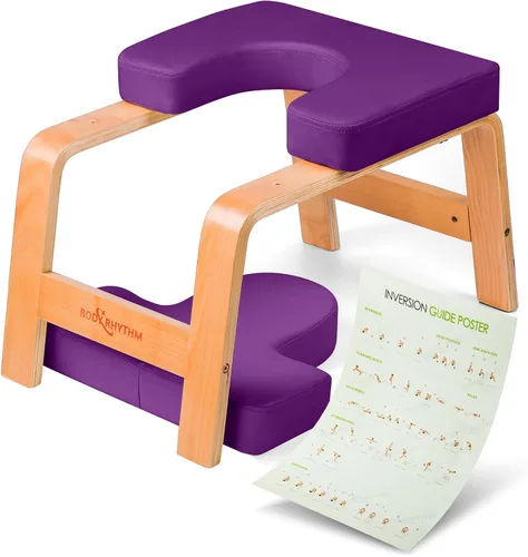 Vista 6 de BODY RHYTHM Banco de yoga para cabeza, silla de inversión para yoga, entrenador de cabeza para aliviar el estrés, mejorar el sueño y la digestión