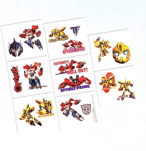 Vista 3 de Amscan Mighty Transformers Birthday Party - Tatuajes temporales (paquete de 8), 2 "x 1", multicolor