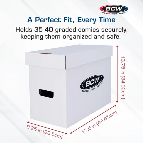 Vista 3 de BCW Graded Comic Book Storage Box, 2 Pack Durable White Corrugated Paper, Fits CGC Comics, Holds 35-40 Graded Comic Books, Double Thickness