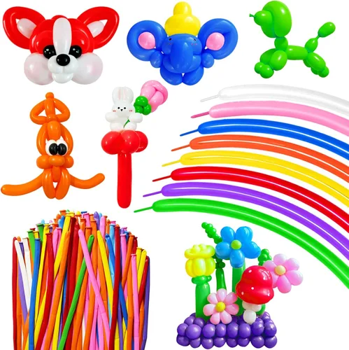 Vista 14 de 100Pcs Globos Negros 260, Globos Largos para Atar Arco de Globos, Globos Largos y Finos para Torcer Globos de Animales, Globos para Cumpleaños