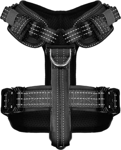 Vista 2 de ICEFANG Arnés de correa para perro con accesorios de metal, para perro de tamaño pequeño, chaleco K9, acolchado suave en forma de Y, arnés ajustable