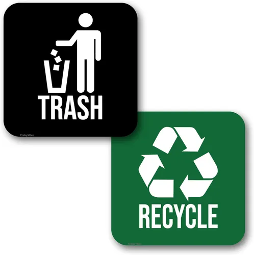 Vista 8 de Imanes de reciclaje y basura para botes de basura de cocina y contenedores de reciclaje, combo de imanes de basura y reciclaje
