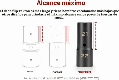 Vista 4 de TEKTON Juego de dados de impacto de pared delgada de 1/2 pulgada con estuche (6 piezas) SIF92400