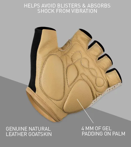 Vista 4 de AEROTECHDESIGNS Guantes de ciclismo de ganchillo Palmas acolchadas de gel extra gruesas Cuero natural y algodón
