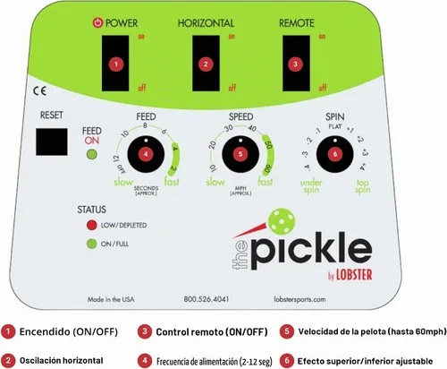 Vista 4 de Lobster Sports Pickleball Machine – Full-Featured – Adjustable Topspin, Backspin, & Lobs, Random Oscillation, Ball Speed (20-60MPH), Lightweight &
