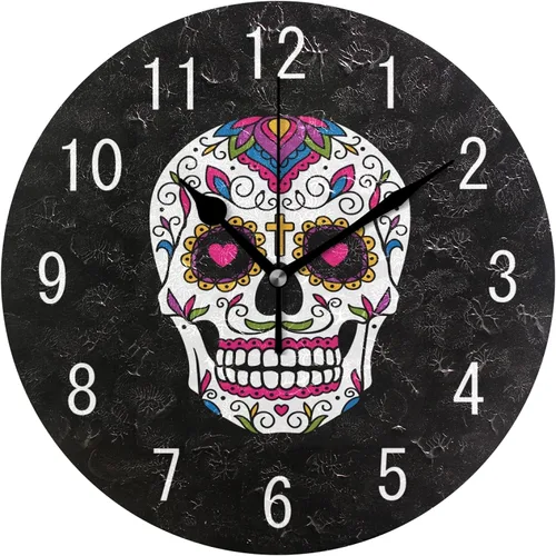 Vista 9 de ALAZA Decoración del hogar Hermosa flor mariposa redondo acrílico 9.5 pulgadas reloj de pared sin tictac silencioso arte para sala de estar, cocina