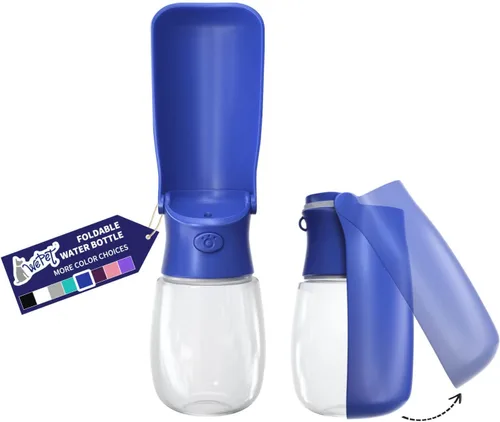 Vista 10 de WePet Botella de agua plegable portátil para perros, dispensador de agua para cachorros con alimentador para beber, 12 onzas, resistente a altas