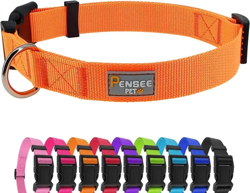 Vista 8 de Collar rojo para perro, collares ajustables básicos para cachorros, pequeños, medianos y grandes, para niñas, con collar de nylon transpirable