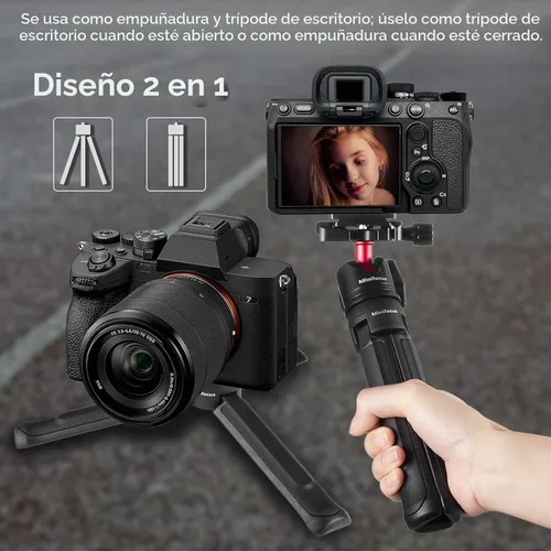 Vista 3 de MINIFOCUS Trípode para cámara, soporte de mesa de escritorio compacto con tornillo de 1/4 pulgadas, soporte de trípode para teléfono estabilizador