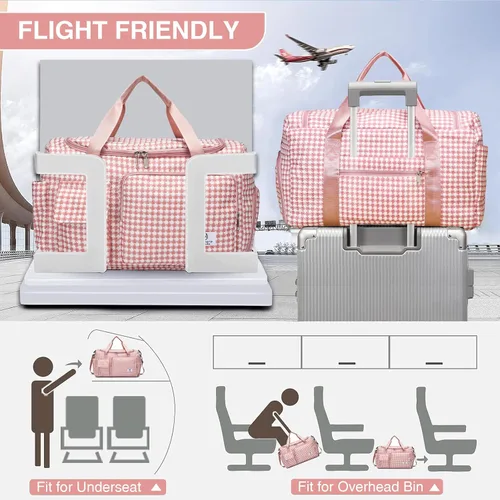 Vista 28 de Pequeña bolsa de gimnasio para mujer, bolsa de viaje con compartimento para zapatos