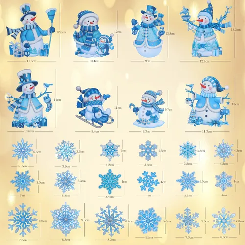 Vista 3 de Calcomanías de ventana de Navidad para vidrio, pegatinas de muñeco de nieve para ventana, polvo de brillo, etiquetas adhesivas estáticas de brillo