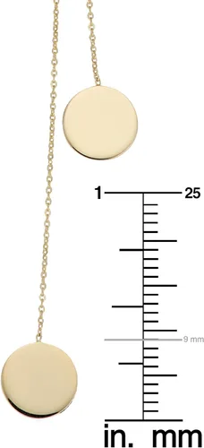 Vista 3 de Kooljewelry Collar Lariat de doble disco de oro de 14 quilates (se ajusta hasta 28 pulgadas)
