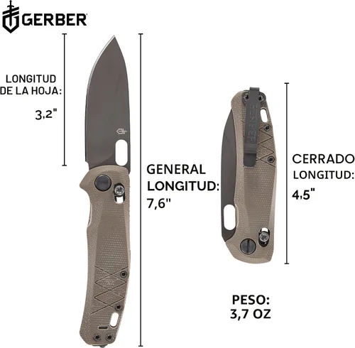 Vista 6 de Gerber Scout EDC Cuchillo de bolsillo plegable, hoja de borde liso de 3.2 pulgadas, Micarta