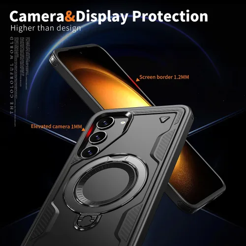 Vista 6 de Funda para Galaxy S23, compatible con MagSafe, funda híbrida 2 en 1 protectora delgada y resistente con soporte magnético invisible para Galaxy S23