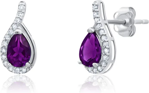 Vista 8 de 14K Yellow or White Gold 6x4mm Gemstone Pear Shape Drop Stud Earrings Azul zafiro creado