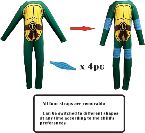 Vista 2 de DIGBYS Disfraz de Halloween para niños, traje de cosplay de tortuga para niños