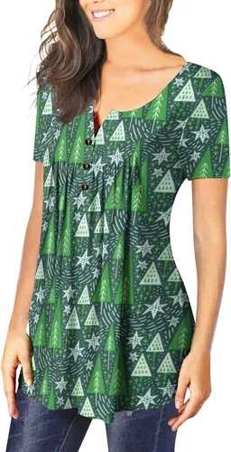 Vista 6 de SMIDOW Linda túnica de moda 2023 para mujer, color degradado, casual, holgada, larga, plisada, fluida