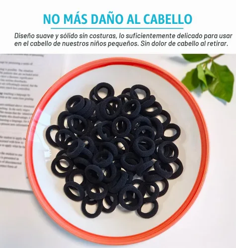 Vista 3 de Cintas elásticas para el pelo de bebé, bandas elásticas para el cabello pequeñas para niñas, bandas elásticas para coletas (negro)